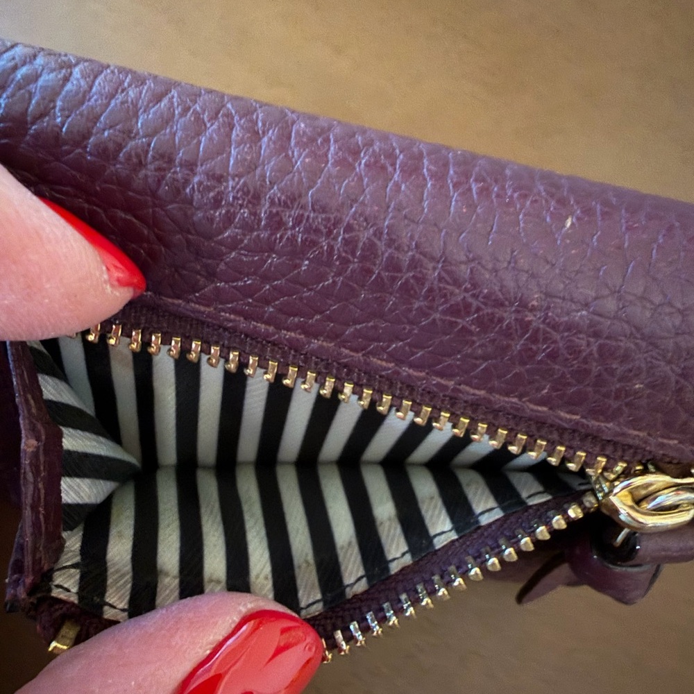 **SALE**Kate Spade Deep Purple Pebbled Leather Small Wallet - Picture 12 of 14